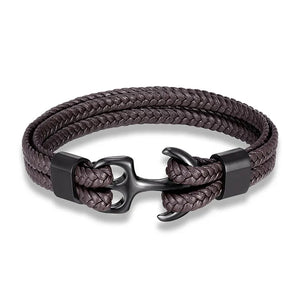 Nautical Anchor Leather Bracelet