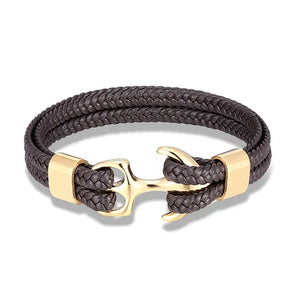 Nautical Anchor Leather Bracelet