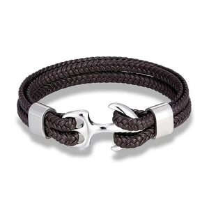 Nautical Anchor Leather Bracelet