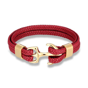 Nautical Anchor Leather Bracelet