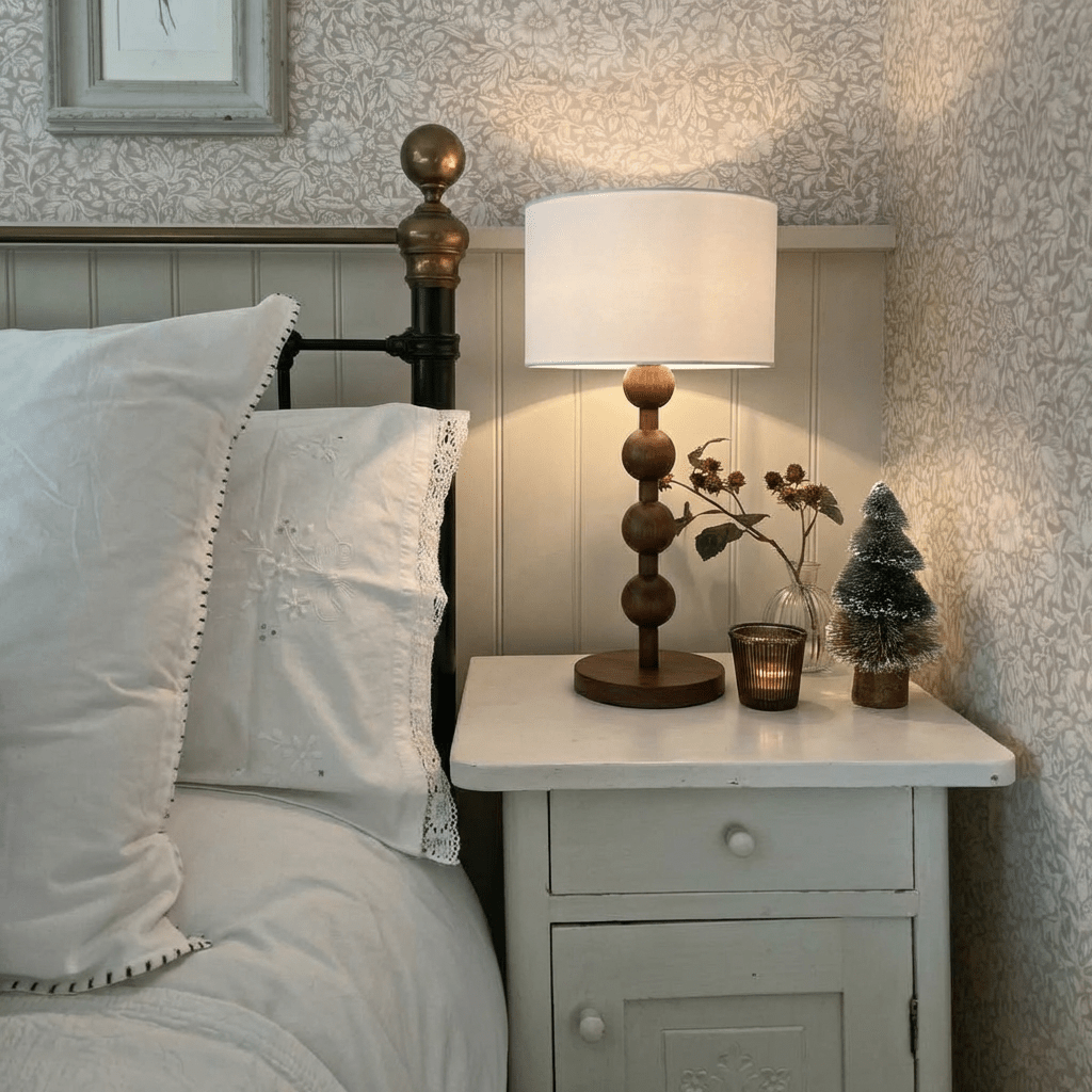 Montrave Classic Fabric and Wood Table Lamp Traditional Design for Bedroom Nightstands