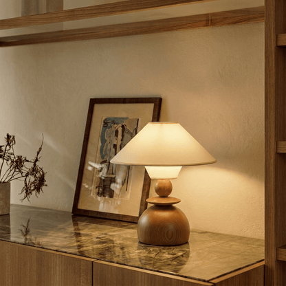 Jouvelle Scandinavian Fabric Table Lamp with Warm Glow for Bedroom and Dining Room Styling