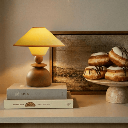 Jouvelle Scandinavian Fabric Table Lamp with Warm Glow for Bedroom and Dining Room Styling