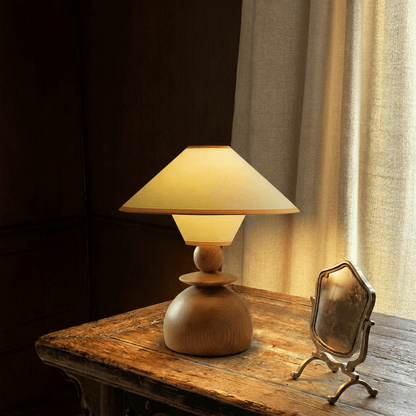 Jouvelle Scandinavian Fabric Table Lamp with Warm Glow for Bedroom and Dining Room Styling
