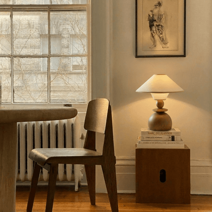 Jouvelle Scandinavian Fabric Table Lamp with Warm Glow for Bedroom and Dining Room Styling