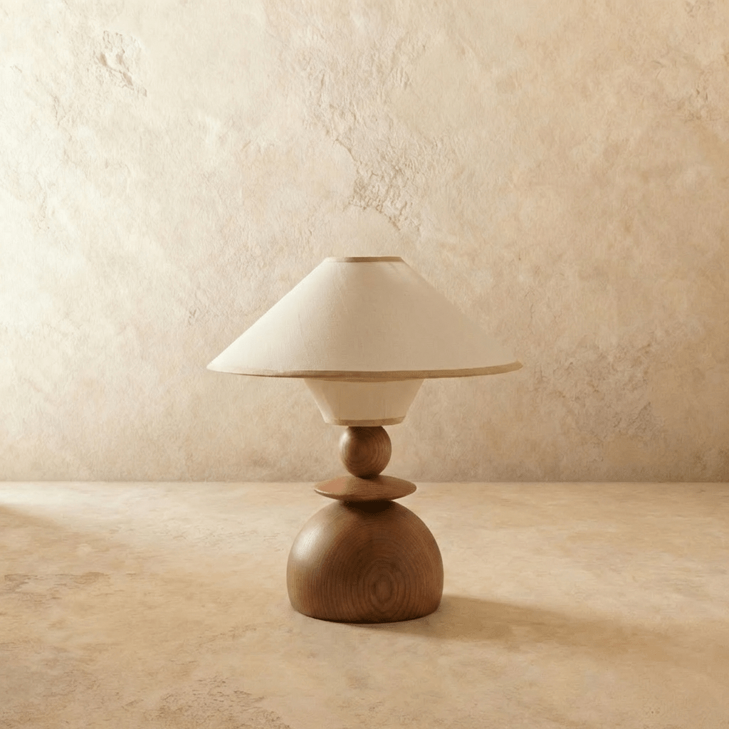 Jouvelle Scandinavian Fabric Table Lamp with Warm Glow for Bedroom and Dining Room Styling