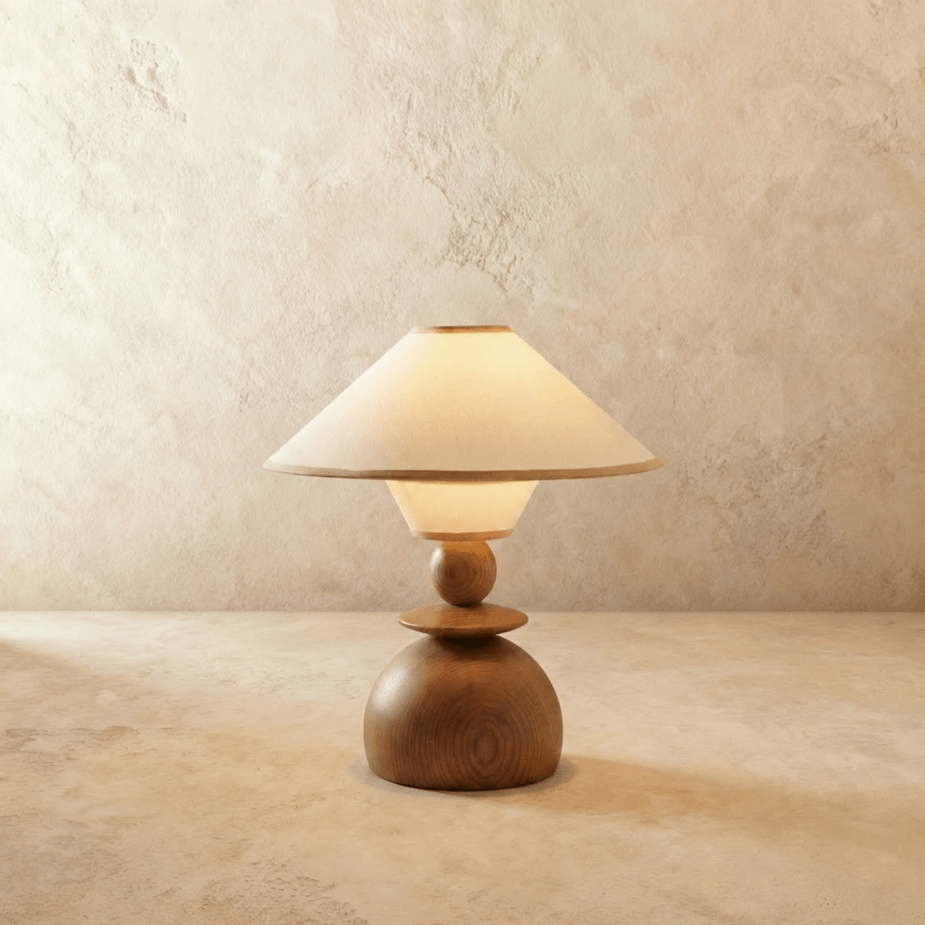 Jouvelle Scandinavian Fabric Table Lamp with Warm Glow for Bedroom and Dining Room Styling