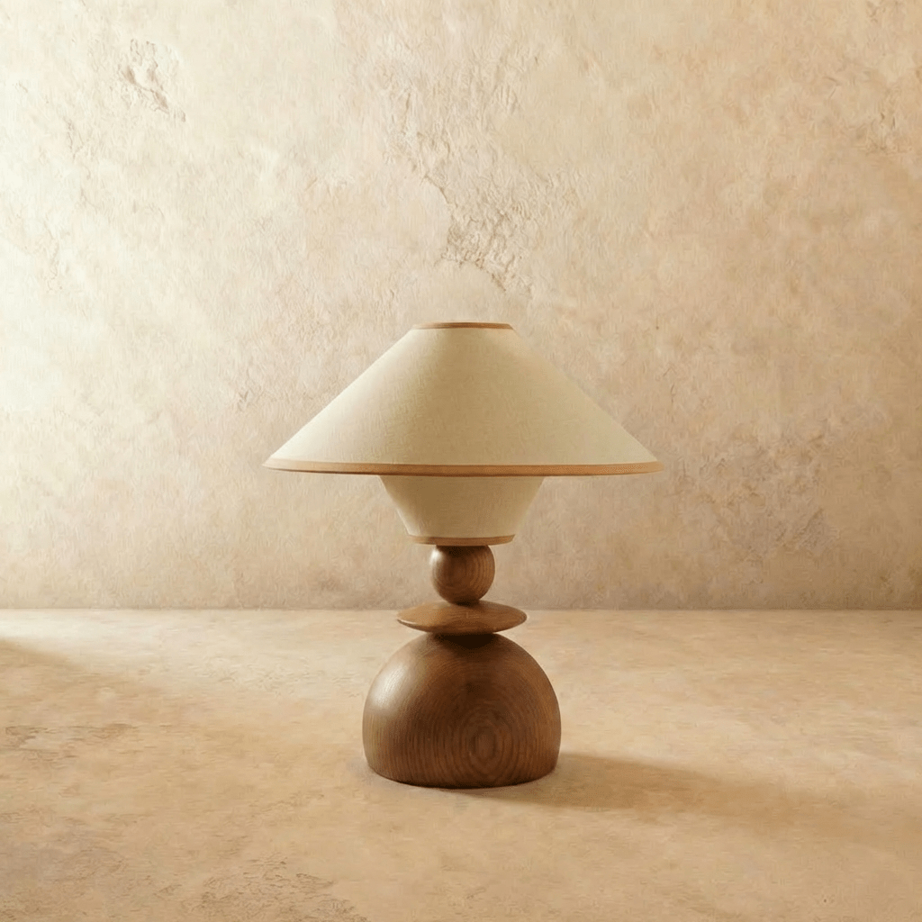 Jouvelle Scandinavian Fabric Table Lamp with Warm Glow for Bedroom and Dining Room Styling
