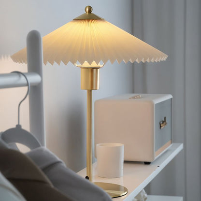 Aurelle Mid Century Fabric Drum Table Lamp with Warm E27 Glow for Bedroom Nightstands