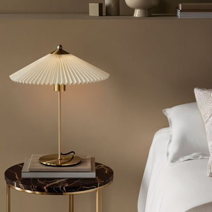 Aurelle Mid Century Fabric Drum Table Lamp with Warm E27 Glow for Bedroom Nightstands