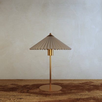 Aurelle Mid Century Fabric Drum Table Lamp with Warm E27 Glow for Bedroom Nightstands