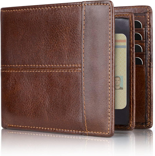 RFID-Blocking Leather Bifold Wallet