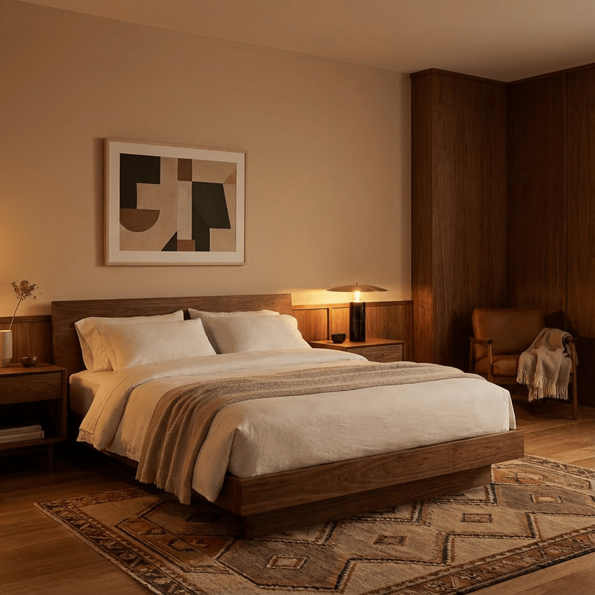 Marcheva Modern Marble and Travertine Table Lamp with Integrated LED Glow