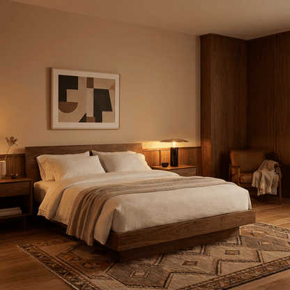 Marcheva Modern Marble and Travertine Table Lamp with Integrated LED Glow