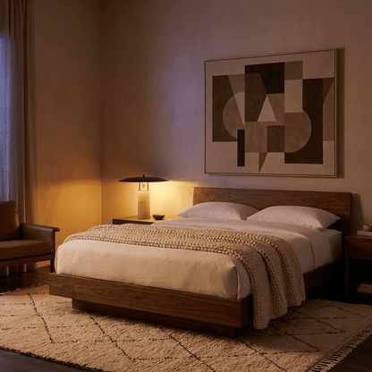 Marcheva Modern Marble and Travertine Table Lamp with Integrated LED Glow
