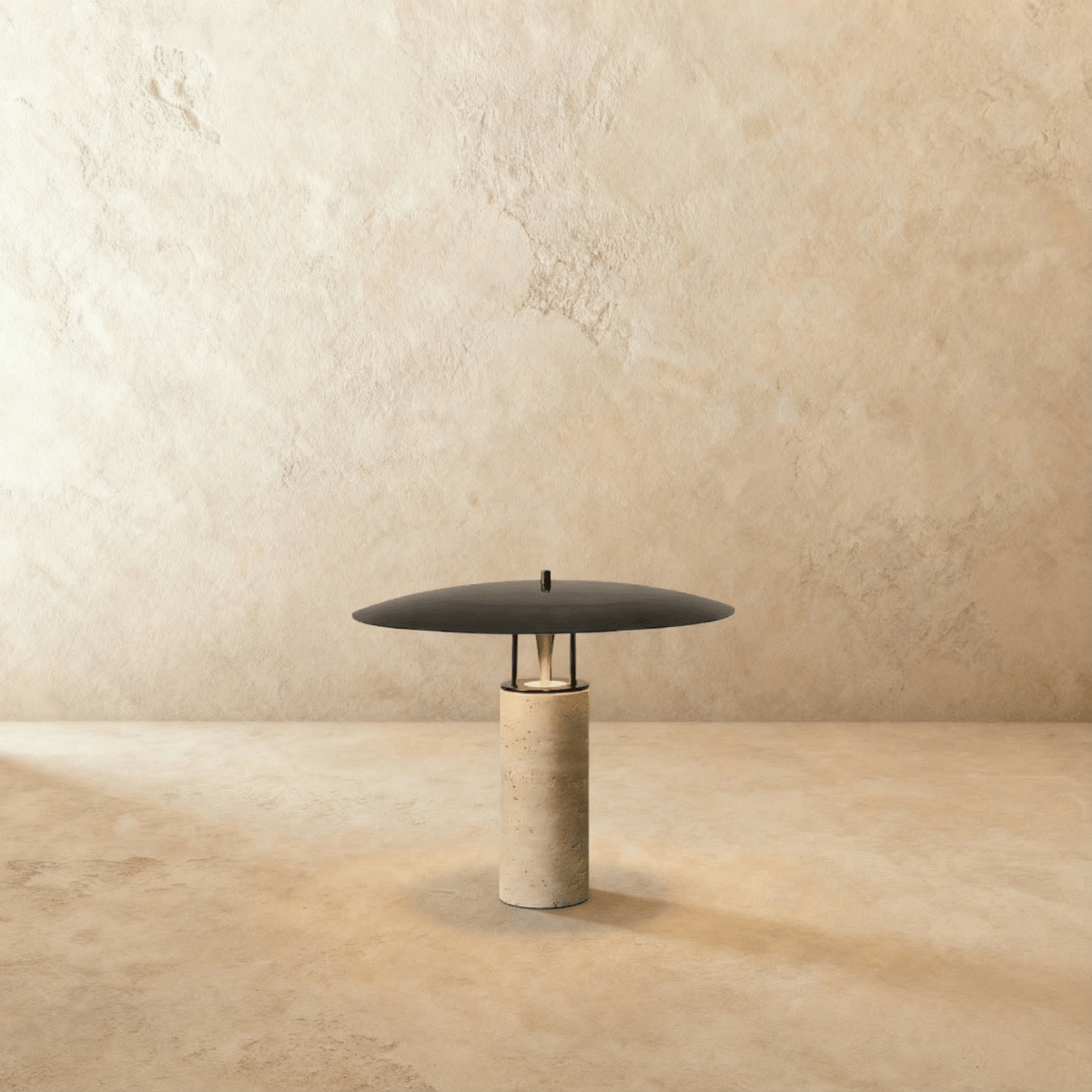 Marcheva Modern Marble and Travertine Table Lamp with Integrated LED Glow