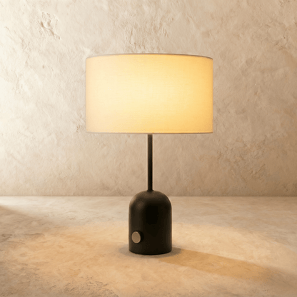 Rivelle Modern Marble Fabric Table Lamp with Warm Glow for Living Room Console Styling