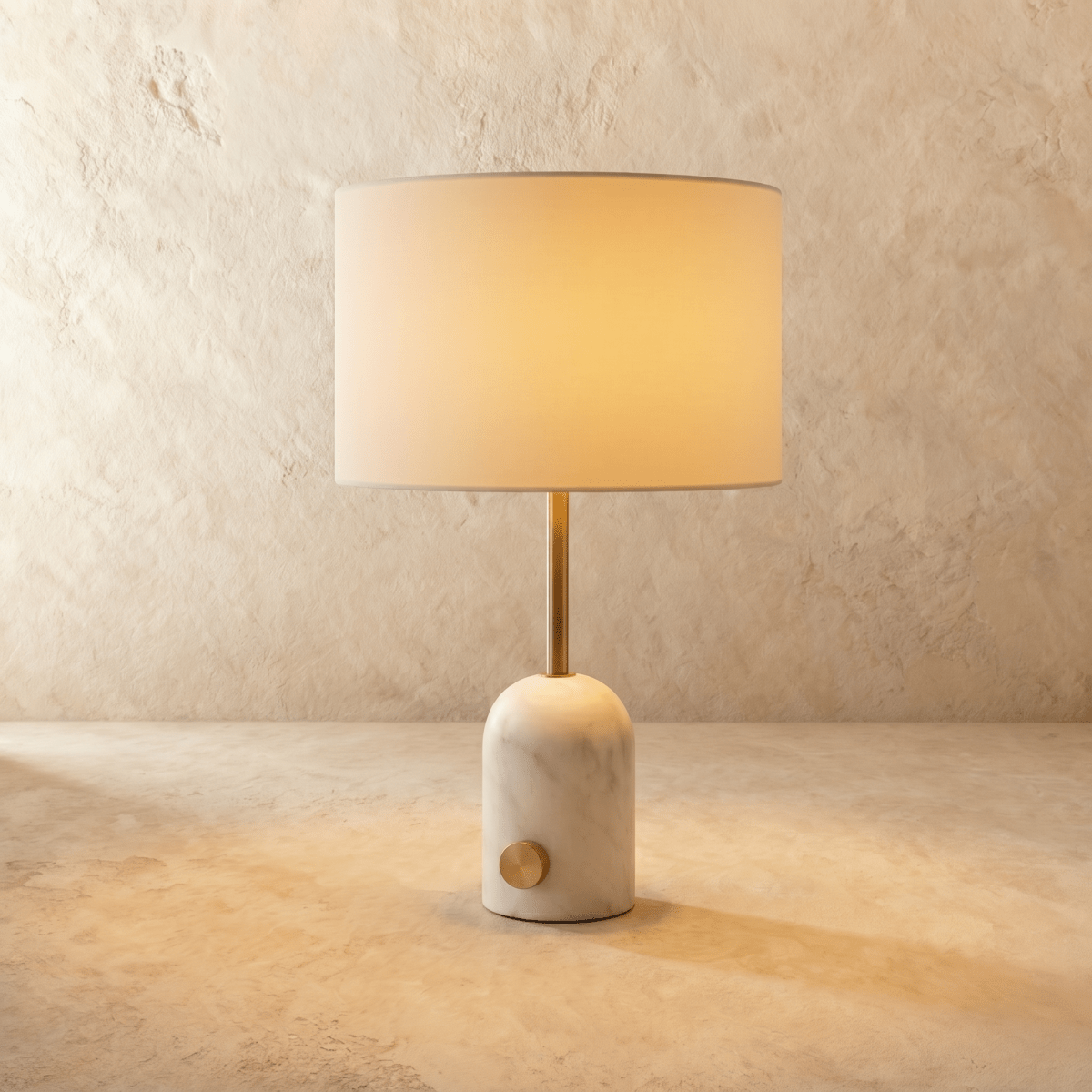 Rivelle Modern Marble Fabric Table Lamp with Warm Glow for Living Room Console Styling