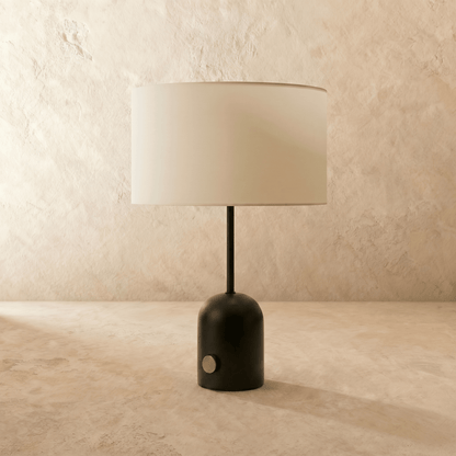 Rivelle Modern Marble Fabric Table Lamp with Warm Glow for Living Room Console Styling