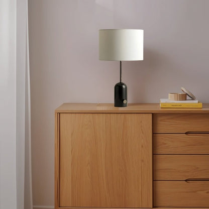 Rivelle Modern Marble Fabric Table Lamp with Warm Glow for Living Room Console Styling