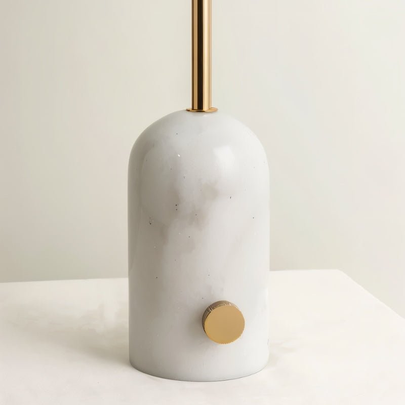 Rivelle Modern Marble Fabric Table Lamp with Warm Glow for Living Room Console Styling