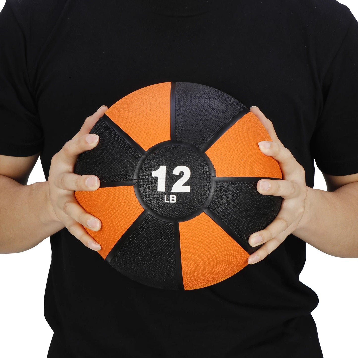 12 lb Medicine Ball with Textured Rubber Grip – Exercise Ball for Strength Training and Fitness Workouts, Orange/Black