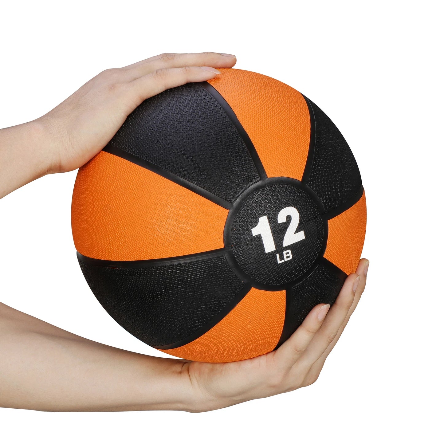 12 lb Medicine Ball with Textured Rubber Grip – Exercise Ball for Strength Training and Fitness Workouts, Orange/Black
