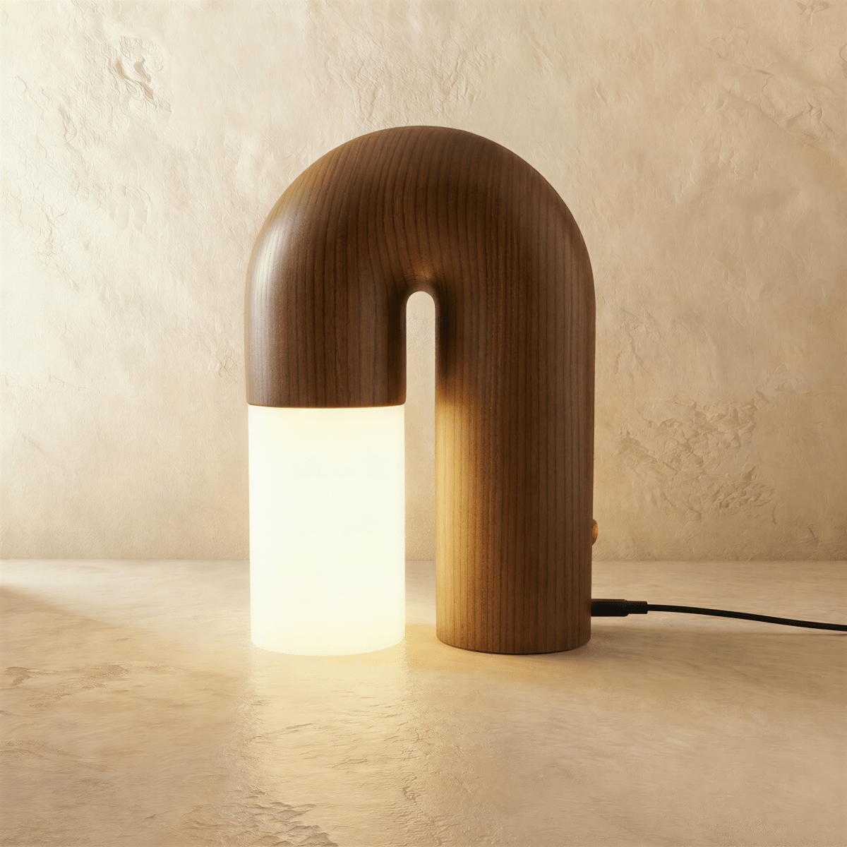 Delacroix Modern Wood Table Lamp with Dimmable Remote-Control LED Glow
