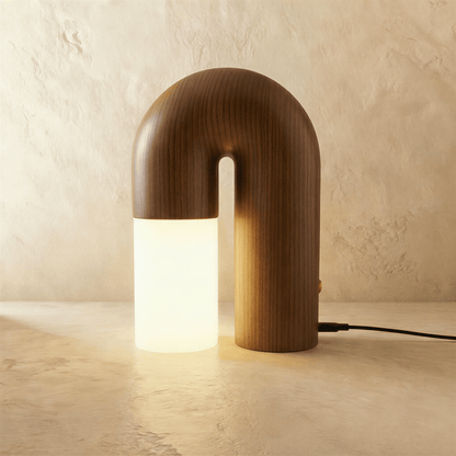 Delacroix Modern Wood Table Lamp with Dimmable Remote-Control LED Glow