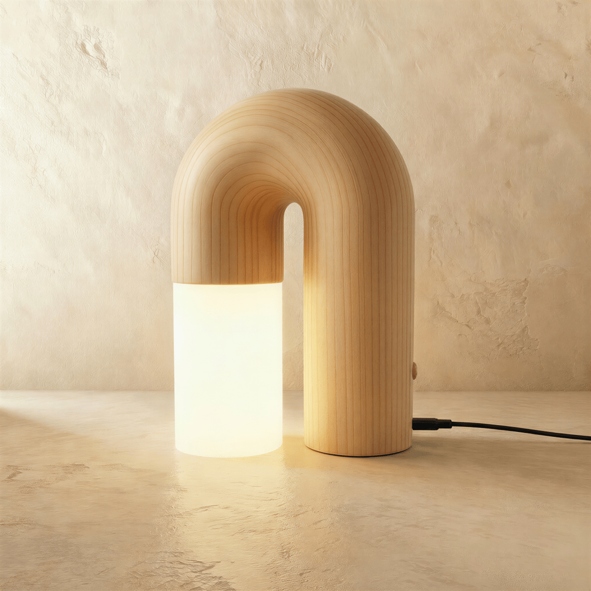 Delacroix Modern Wood Table Lamp with Dimmable Remote-Control LED Glow
