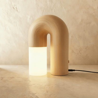 Delacroix Modern Wood Table Lamp with Dimmable Remote-Control LED Glow