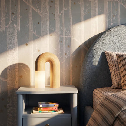 Delacroix Modern Wood Table Lamp with Dimmable Remote-Control LED Glow
