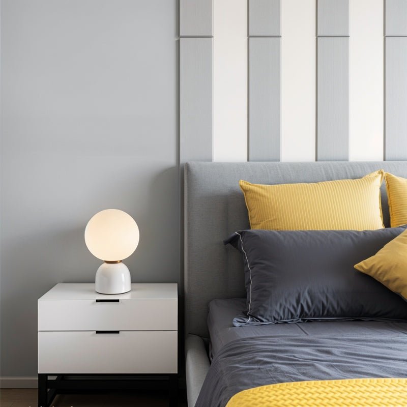 Willowmere Modern Marble Brass Table Lamp with Warm Ambient Glow for Bedroom Nightstands