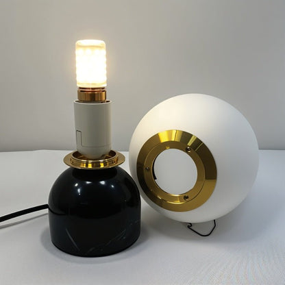 Willowmere Modern Marble Brass Table Lamp with Warm Ambient Glow for Bedroom Nightstands