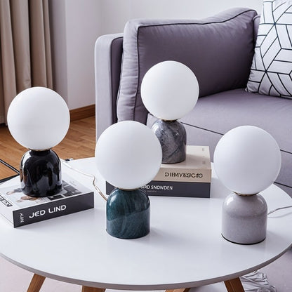 Willowmere Modern Marble Brass Table Lamp with Warm Ambient Glow for Bedroom Nightstands