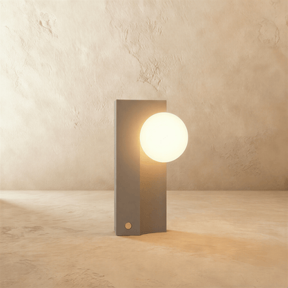 Solenne Modern Glass Concrete Rechargeable LED Table Lamp for Cordless Bedroom Ambiance