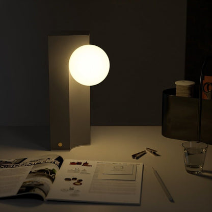 Solenne Modern Glass Concrete Rechargeable LED Table Lamp for Cordless Bedroom Ambiance