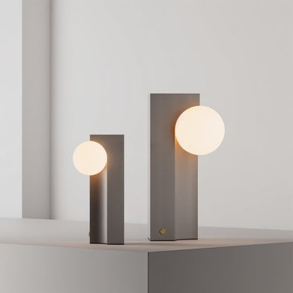 Solenne Modern Glass Concrete Rechargeable LED Table Lamp for Cordless Bedroom Ambiance
