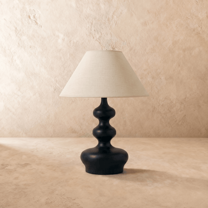 Xanthe Boho Fabric Wood Table Lamp with Replaceable E27 Bulb for Bedroom Reading