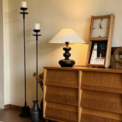 Xanthe Boho Fabric Wood Table Lamp with Replaceable E27 Bulb for Bedroom Reading