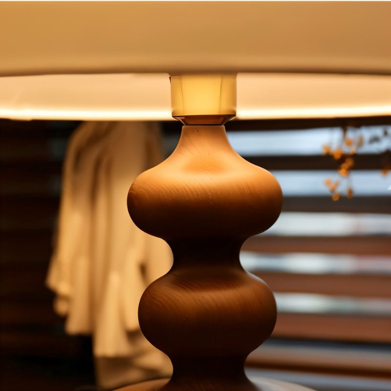Xanthe Boho Fabric Wood Table Lamp with Replaceable E27 Bulb for Bedroom Reading