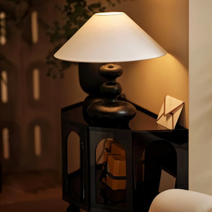 Xanthe Boho Fabric Wood Table Lamp with Replaceable E27 Bulb for Bedroom Reading