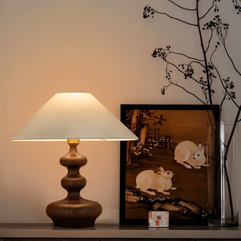Xanthe Boho Fabric Wood Table Lamp with Replaceable E27 Bulb for Bedroom Reading