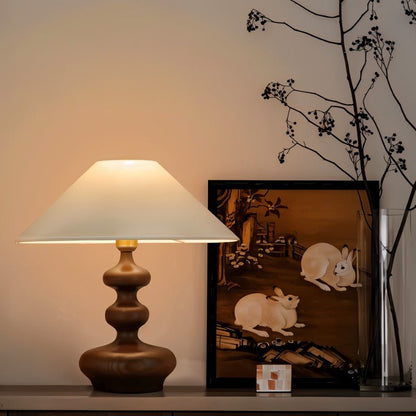 Xanthe Boho Fabric Wood Table Lamp with Replaceable E27 Bulb for Bedroom Reading