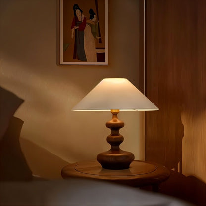 Xanthe Boho Fabric Wood Table Lamp with Replaceable E27 Bulb for Bedroom Reading