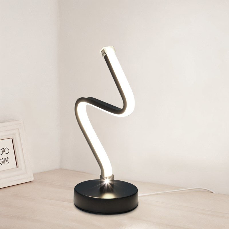 Noirelle Modern Black Aluminum LED Table Lamp Sculptural Bedside Accent Light