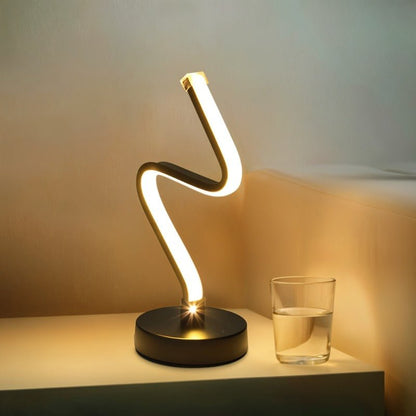 Noirelle Modern Black Aluminum LED Table Lamp Sculptural Bedside Accent Light