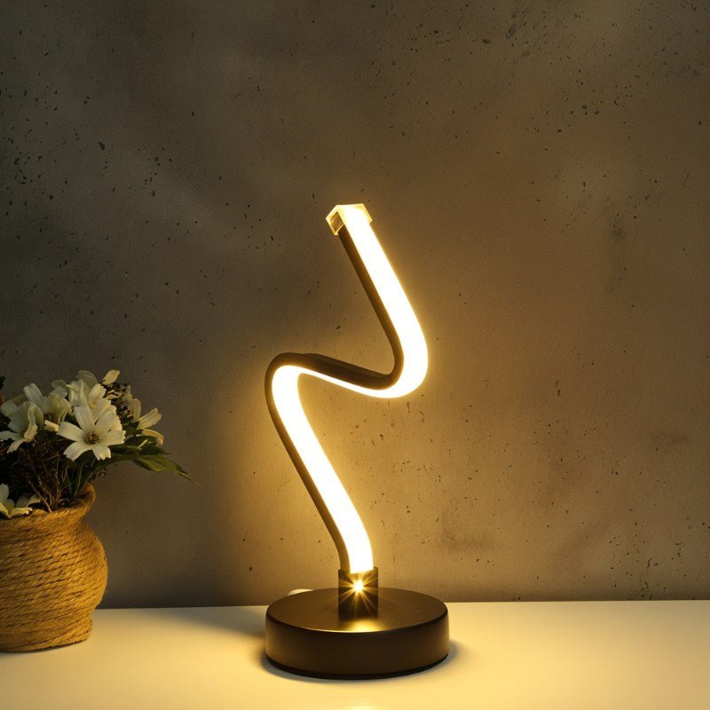 Noirelle Modern Black Aluminum LED Table Lamp Sculptural Bedside Accent Light