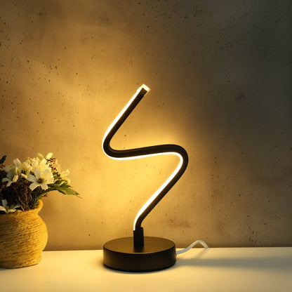 Noirelle Modern Black Aluminum LED Table Lamp Sculptural Bedside Accent Light
