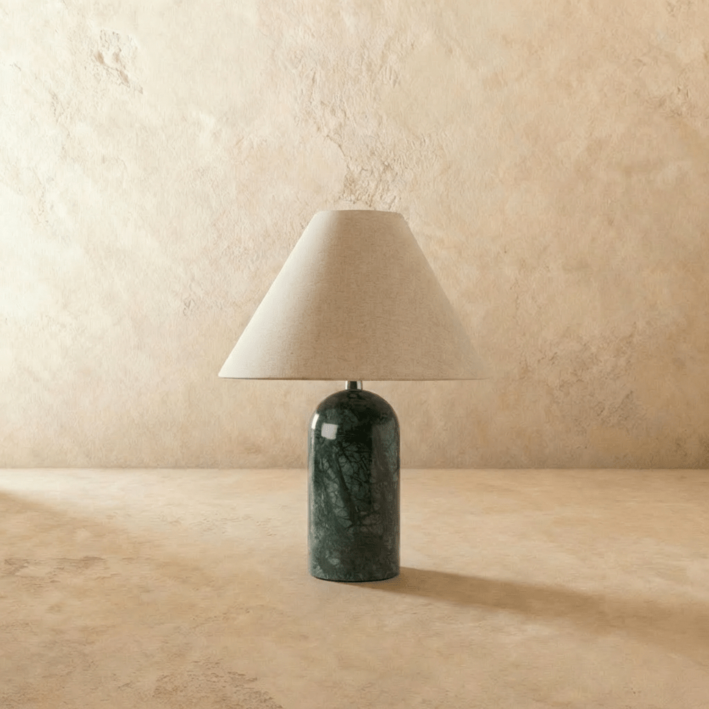 Vionelle Contemporary Fabric and Marble Table Lamp with Adjustable E27 White Light